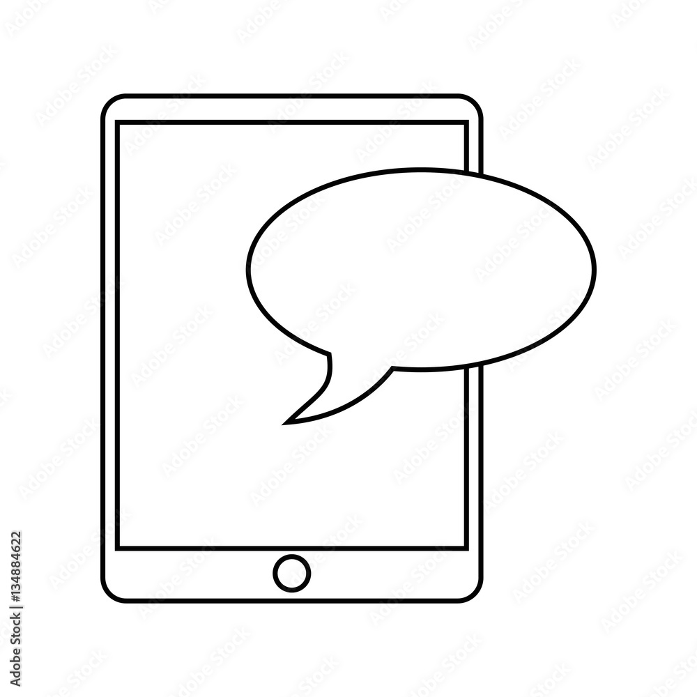 Poster mobile device chat dialog design thin line vector illustration eps 10