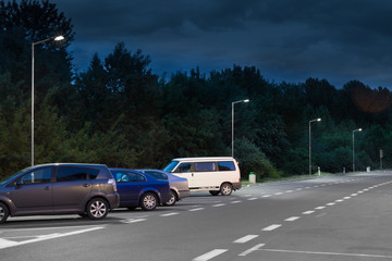 Fototapeta na wymiar night parking LED lights