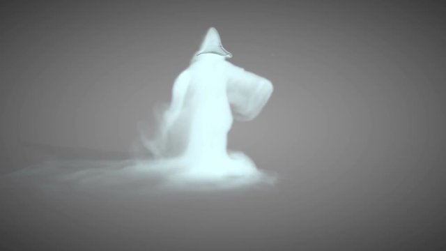Animation with an ice wizard spinning and casting magic