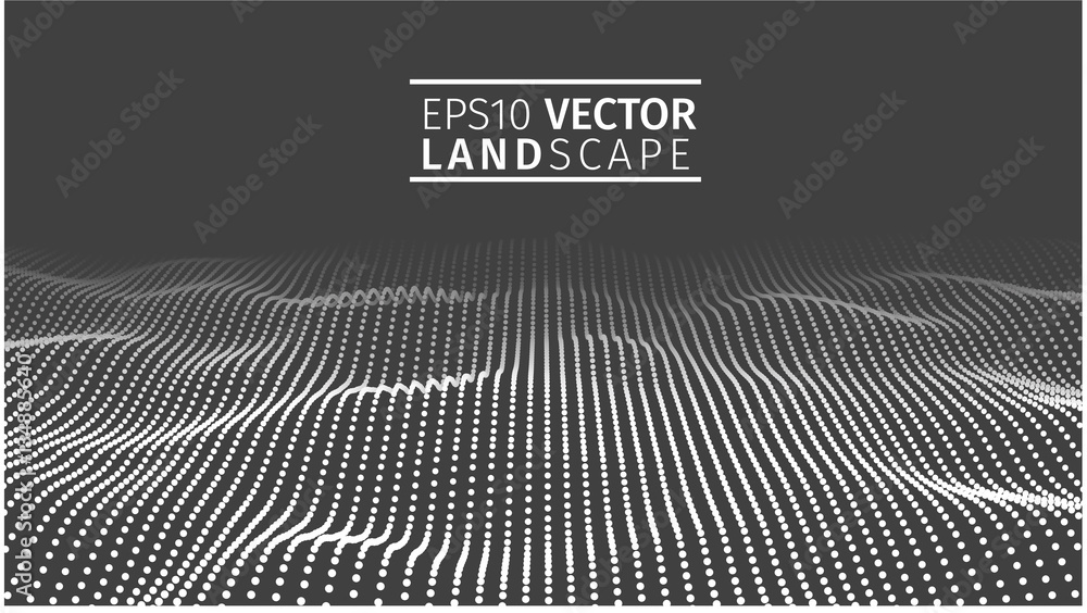 Aufkleber 3d glowing abstract digital wave particles. futuristic vector illustration. hud element. technology 