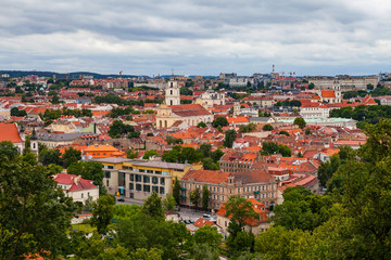 Fototapeta premium Panoramic view of Vilnius old town from Gediminas Tower, Lithuania