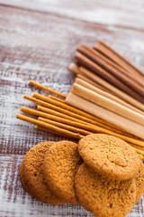 cookie in dish on a wooden background