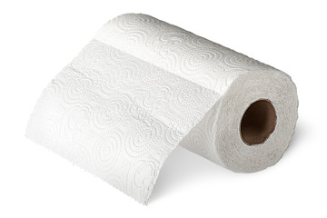 Roll white paper towels horizontally unrolled
