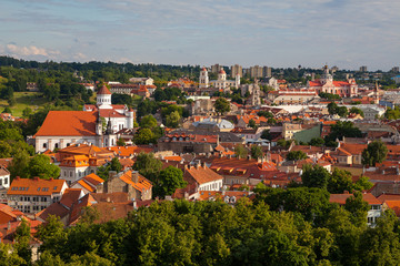 Fototapeta na wymiar Old town of Vilnius as seen from the Hediminas castle, Lithuania, summer time