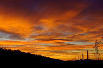 Утренняя заря над лесом