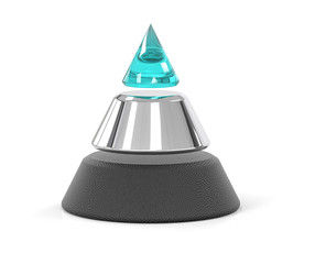 3D Isolated Three Level Pyramid Cone Hierarchy Structure Colored