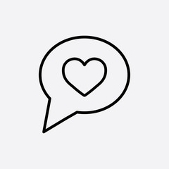 love like heart sign line icon black on white
