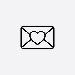 valentine day 14 february card envelope with heart line icon black on white