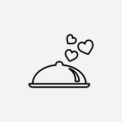 Fototapeta premium dining dish meal with heart line icon black on white