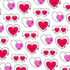 pink red valentine hearts with arrows pattern