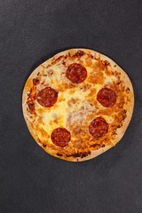 Delicious italian pizza served on grey background