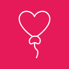 heart shape balloon romantic line icon white on pink