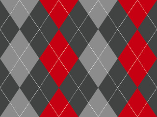 Red gray argyle fabric texture seamless pattern