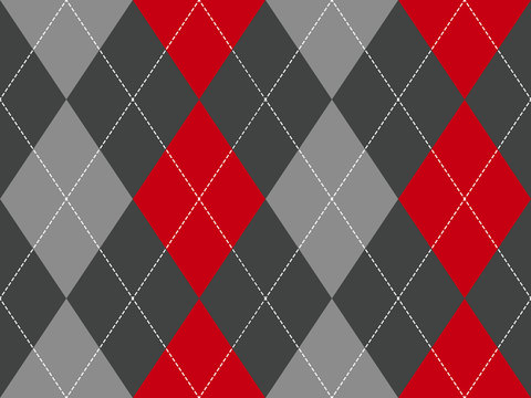 Red gray argyle fabric texture seamless pattern