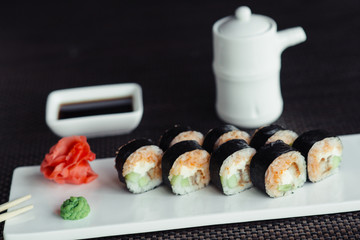 Japanese sushi on a white plate © maxfotoadobe