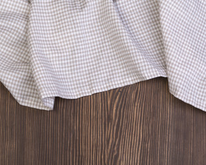 checkered tablecloth on wooden