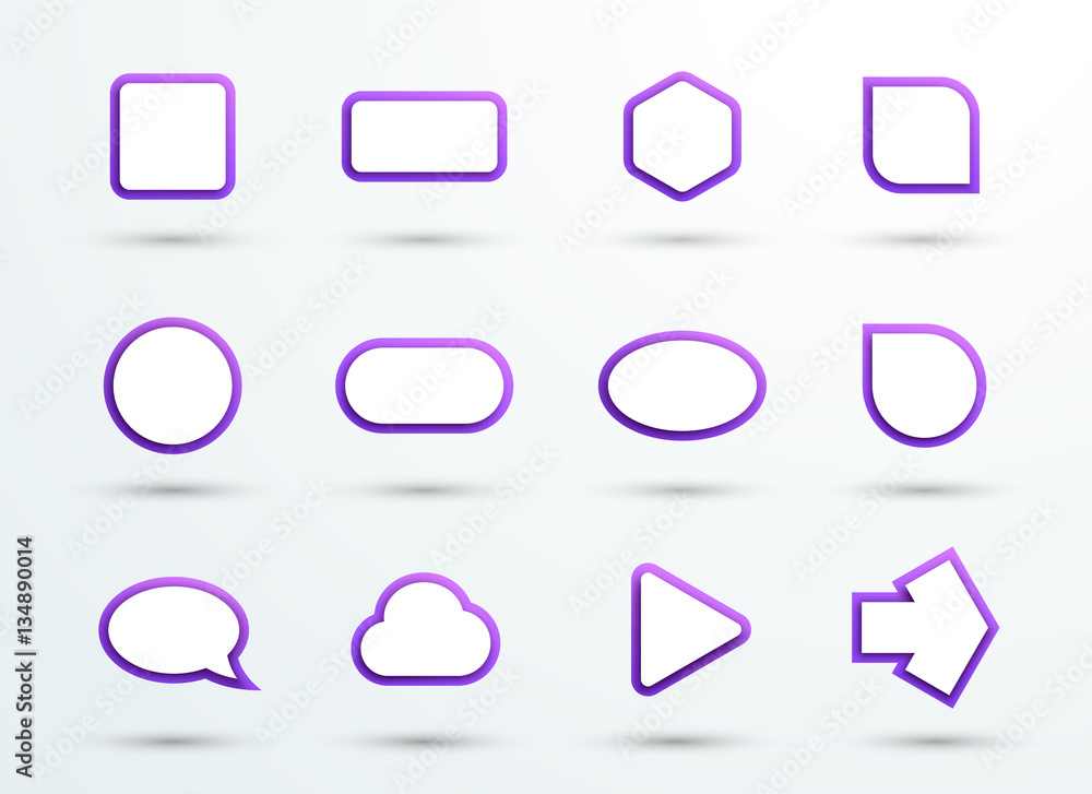 Poster vector 3d purple text box frames different shapes set of 12