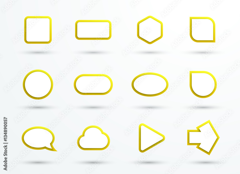 Poster vector 3d yellow text box frames different shapes set of 12