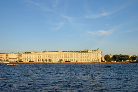 View of the Winter Palace from the Palace bridge in summer