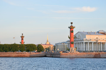Fototapeta premium The view of the arrow with Rostral columns and Naval Museum
