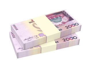 Albanian money isolated on white background. 3D illustration