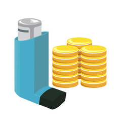 Vector image of an inhaler with coins