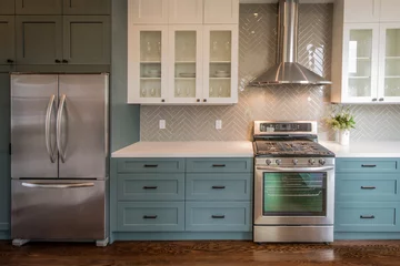 Foto op Plexiglas Modern Kitchen with Teal Base Cabinets  © MatildaDark
