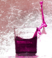 Juice in a glass, spray and splash