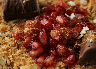 Layer Cake Napoleon with tasty decorations closeup