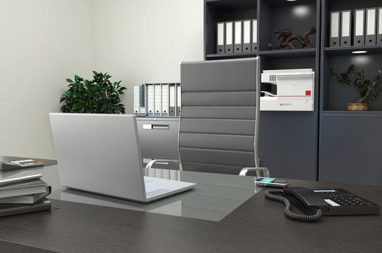 Scrivania dirigenziale con Pc laptop