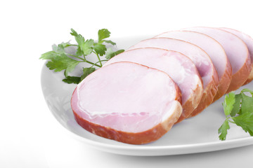 Smoked pork chop with white background