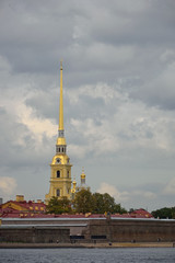 Fototapeta na wymiar Peter and Paul fortress and the Neva river under the beautiful g