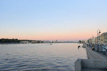 Fototapeta premium View of the Neva river, the promenade des Anglais with Blagovesh