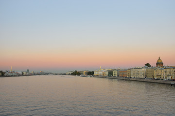 Fototapeta premium View of the Neva river, Palace bridge, the promenade des Anglais