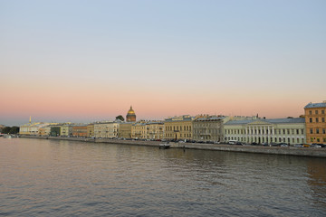Obraz premium Views of the river Neva, English embankment, St. Isaac's Cathedr