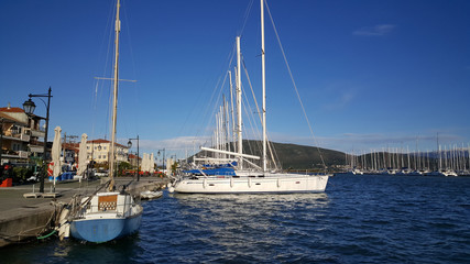 Fototapeta premium Modern sailboats at the Port of Lefkada