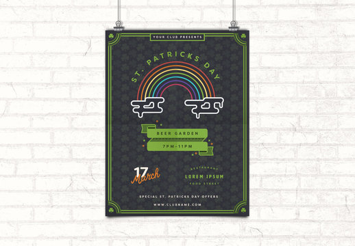 St. Patrick's Day Poster Layout with Rainbow Illustration