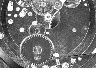 clockwork vintage mechanical watch, high resolution and detail