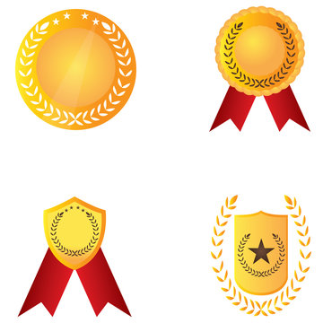 Set of different golden medals, Vector illustration