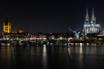 Cologne at night in the winter season (mid of january)