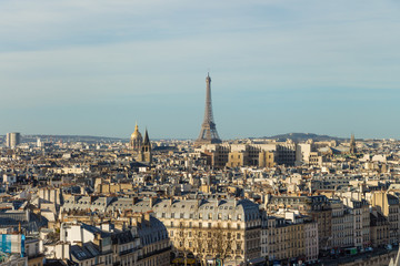 Panorama of the Paris from the top of the tower of Notre Dame, France