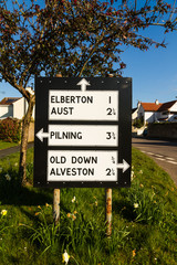 Pre-worboys old road sign in UK.