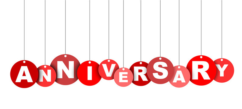 Red easy vector illustration isolated circle tag banner anniversary. This element is well adapted for web design.