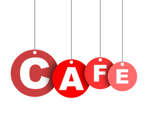 Red easy vector illustration isolated circle tag banner cafe. This element is well adapted for web design.