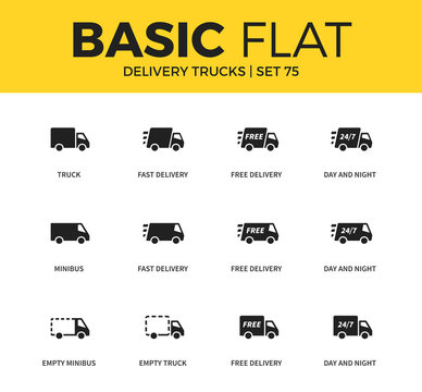 Basic set of Delivery trucks icons