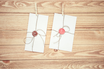 Mail envelope on rope