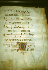 Illuminated manuscript, in medieval library