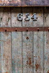 Wooden old prison door closeup