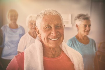 Portrait of senior smiling after exercises 