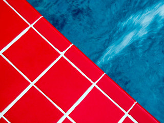 Vivid Red ceramic tile beside the pool